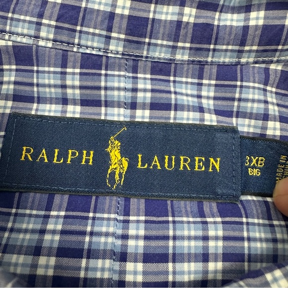 Polo Ralph Lauren Shirt Mens 3XB Blue Button Down Plaid Long Sleeve - Picture 3 of 7